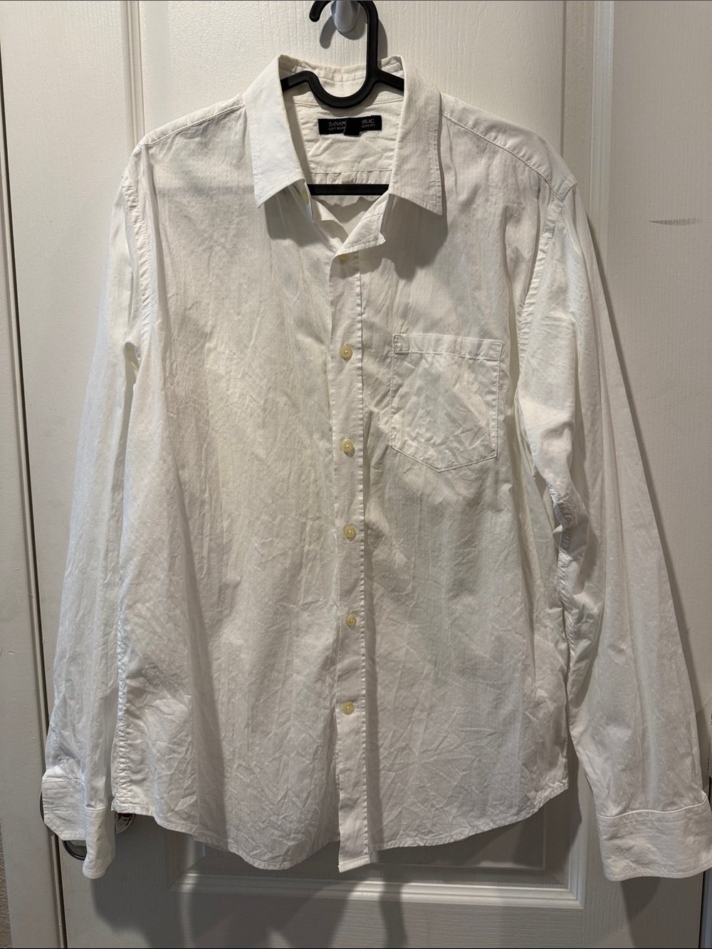 EUC Banana Republic White Men's Long-Sleeve Dress Shirt